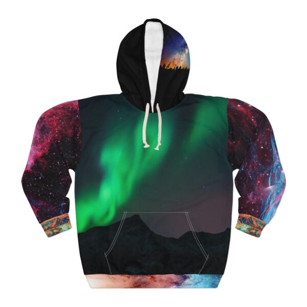 Unisex Pullover Hoodie (AOP) - Cosmic Psychedelica - supernova and aurora borealis - Image 2