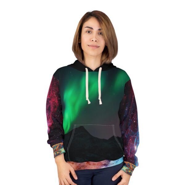 Unisex Pullover Hoodie (AOP) - Cosmic Psychedelica - supernova and aurora borealis - Image 3